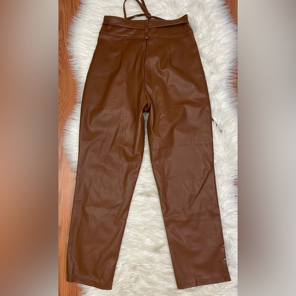 NWT DO+BE High Rise Vegan Leather Cropped Pants Brown Size Small - Picture 7 of 9